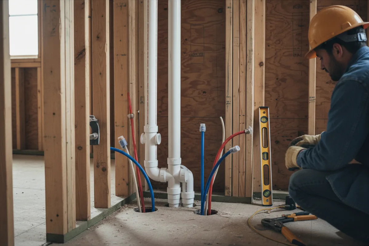 Drain and supply rough-in during Toilet Repair and Installation in Imperial Beach